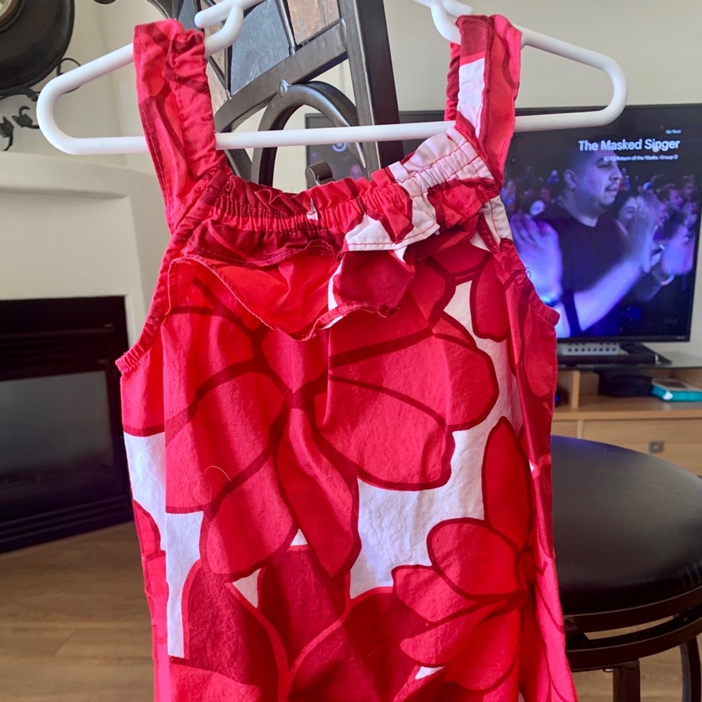 Girls Red and White Hawaiian Floral dress